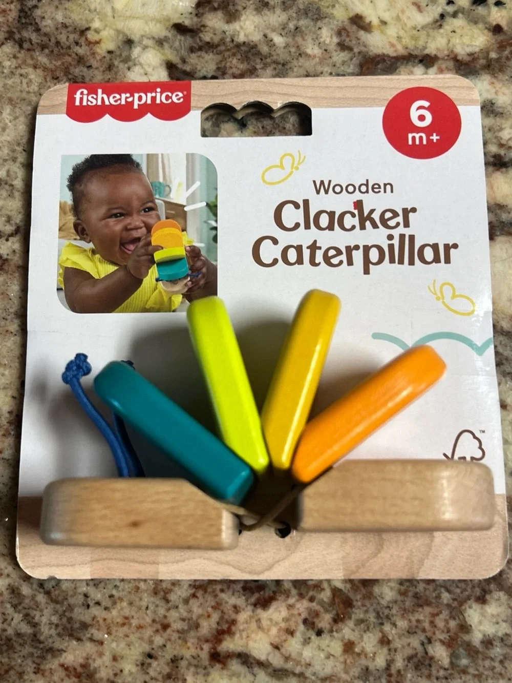 NIB Fisher-Price 2 Toy Set Pickleball Teether & Toy Set & Wooden Clacker Baby